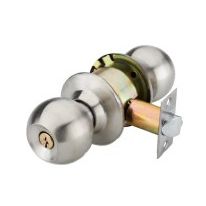 Cerradura de puerta con perilla cilíndrica de acero inoxidable cepillado