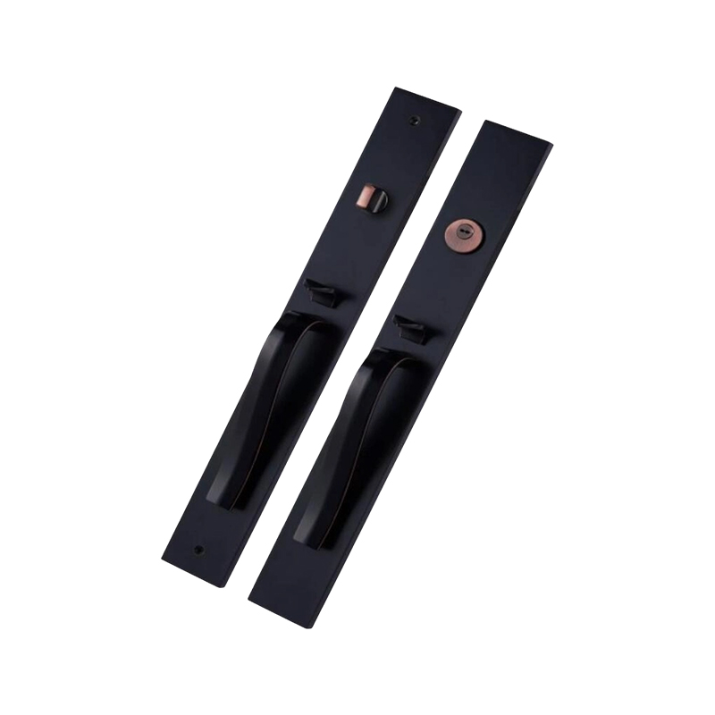 9809XL-06 Cerradura de mortaja de latón negro de doble tirador para villas